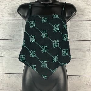 ASOS Collusion Black LOGO Halter Top Handkerchief Hem Size 0